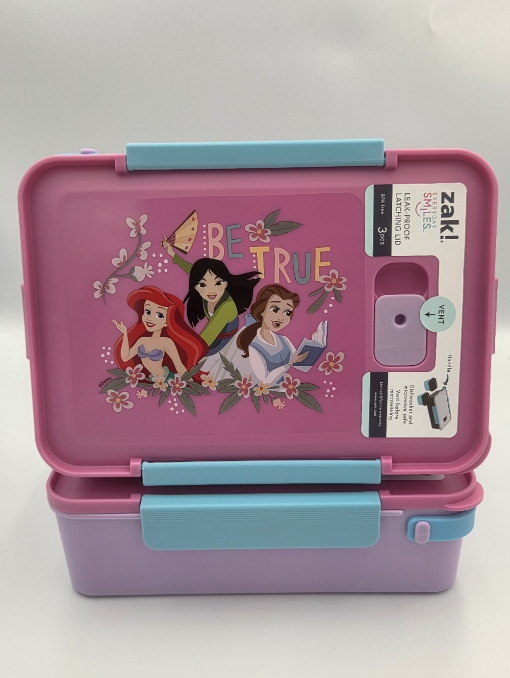 Disney Zak! Lavender Storage Vented Kids Food Box Set Of 2 Nwt